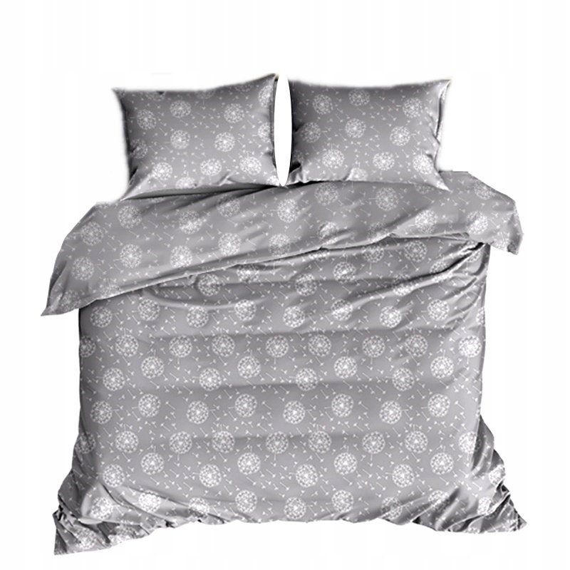 pościel bawełna lux 160x200 + 2 poszewka B 336-1 dmuchawki białe na szarym