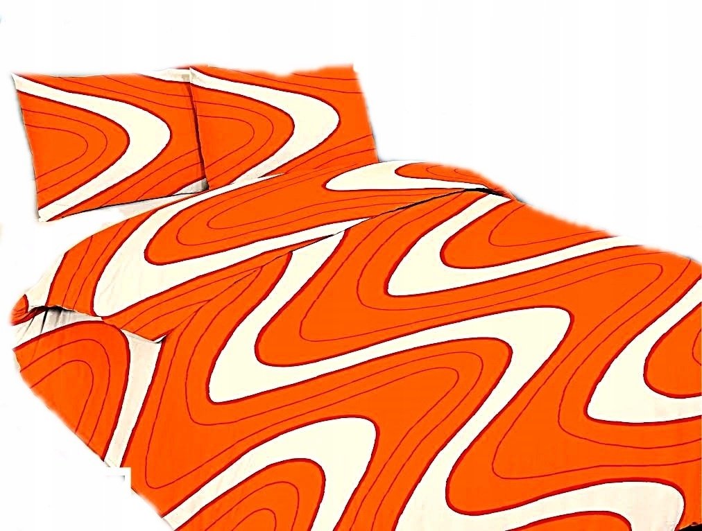 pościel z bawełny płaskiej 200x220 + 2 poszewki B 37 orange fala