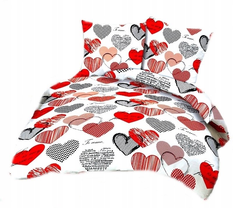 pościel bawełna lux 180x200 + 2 poszewka B 250-1 serducha red