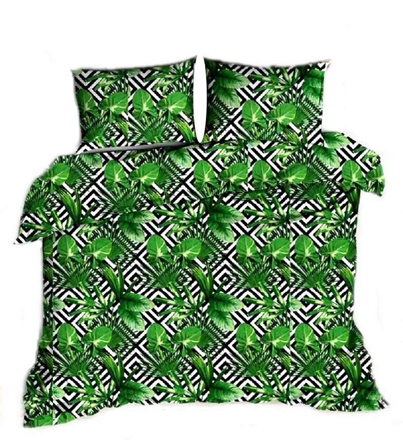 pościel kora lux 140x200 + 1 poszewka K 274-5 liście palmy z kratką