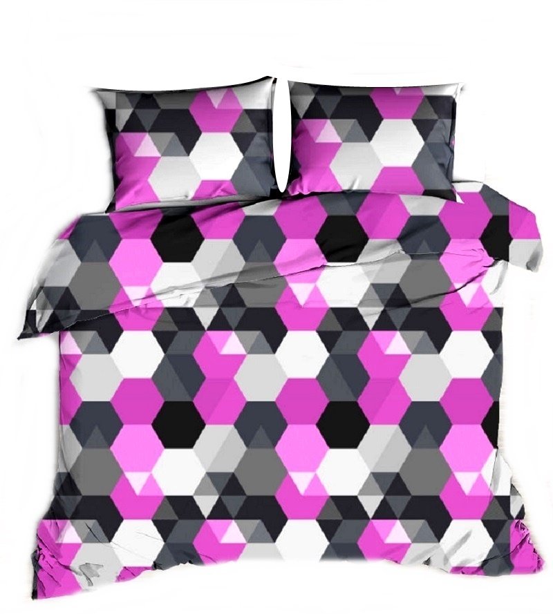 pościel z bawełny płaskiej 140x200 + 1 poszewka B 78 trafiona fiolet