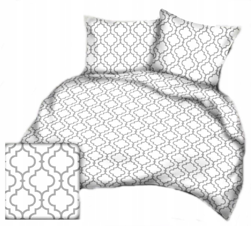 pościel bawełna lux 220x240 + 2 poszewka B 328-3 maroko szare na białym