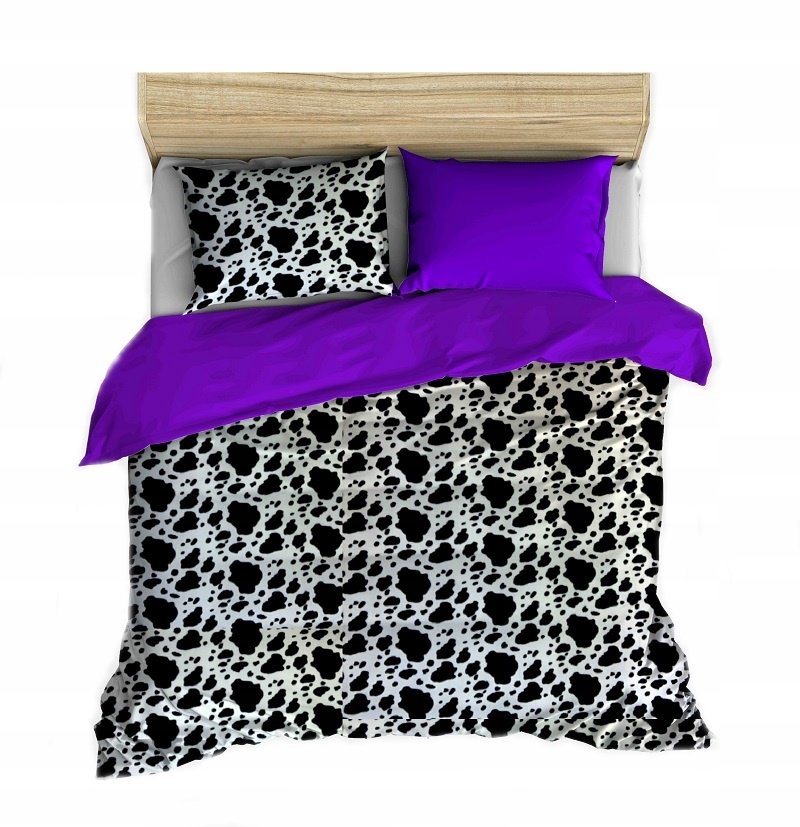pościel z polaru 180x200 + 2 poszewki P 307-2 DUO dalmatyńczyk / fiolet