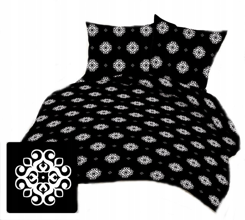 pościel kora lux 180x200 + 2 poszewki K 314 ornament biało czarny