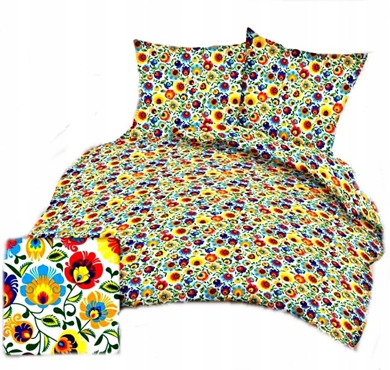 pościel bawełna deLUX 220x220 + 2 poszewki B 265 folk biały