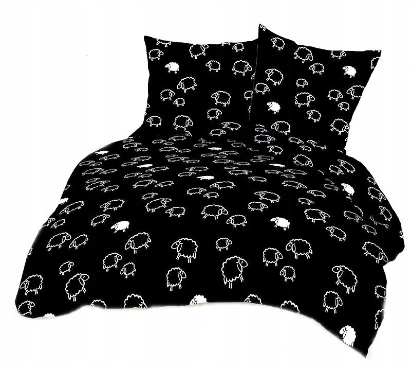 pościel bawełna lux 140x200 + 1 poszewka B 200-2 baranki czarne