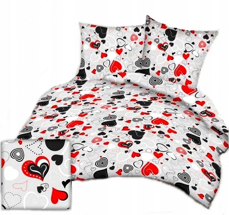 pościel kora lux 220x240 + 2 poszewki K 292-1 pasywne serca czerwone