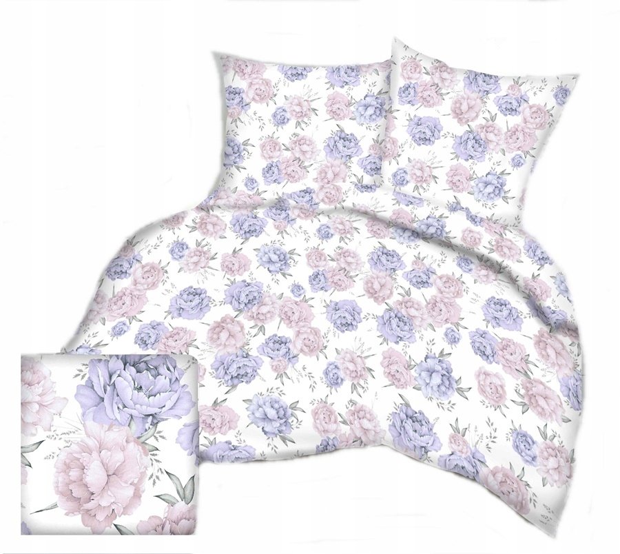 pościel kora lux 220x220 + 2 poszewki K 355 piwonie różowo wrzosowe