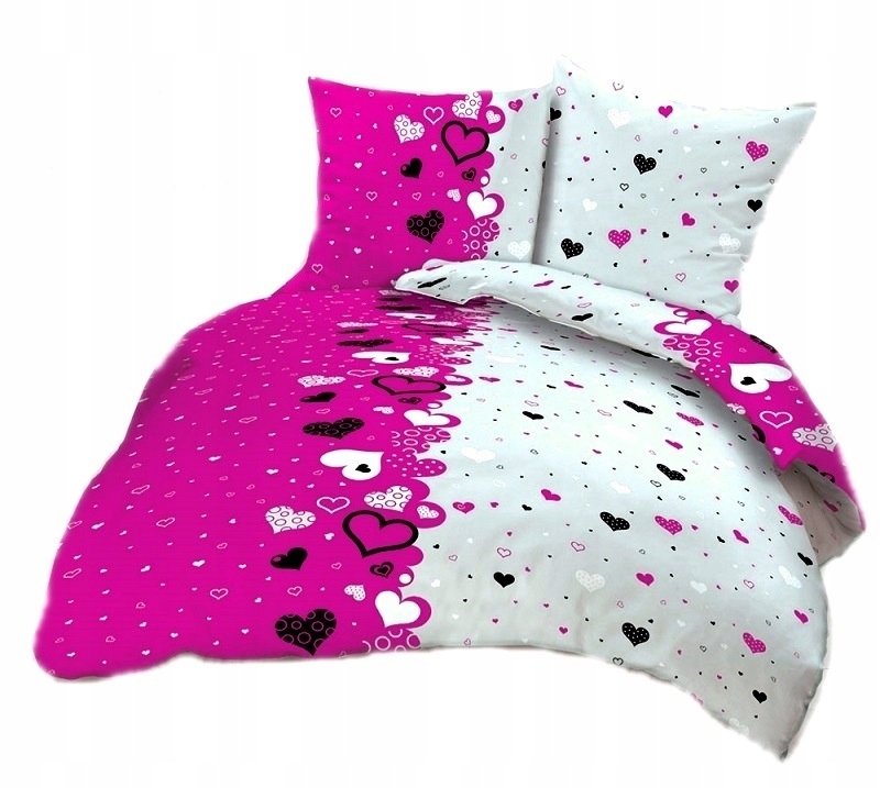 pościel bawełna lux 160x200 + 2 poszewka B 247 czułe serce