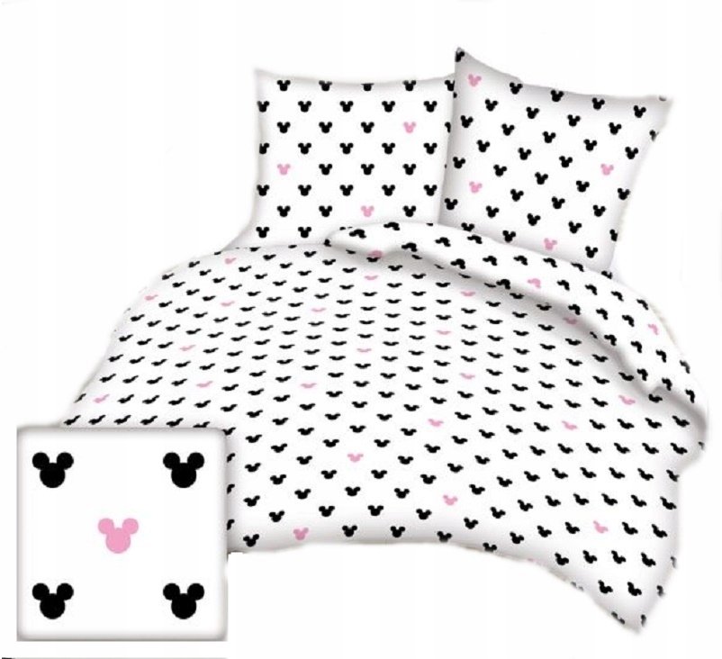 pościel bawełna lux 200x220 + 2 poszewka B 255-14 miki różowo czarne