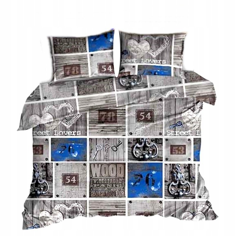 pościel z kory 220x240 + 2 poszewki K 06 street lovers błękit