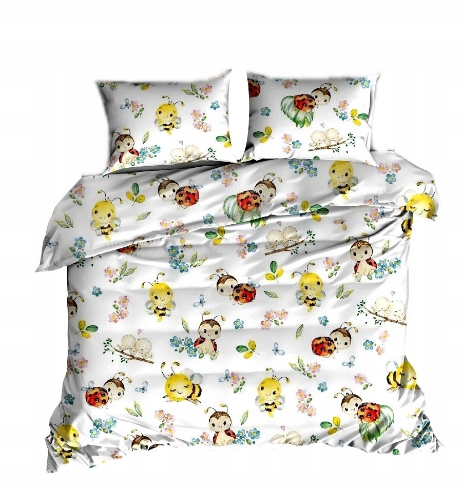 pościel z flaneli 160x220 + 2x poszewka F 116 robaczki