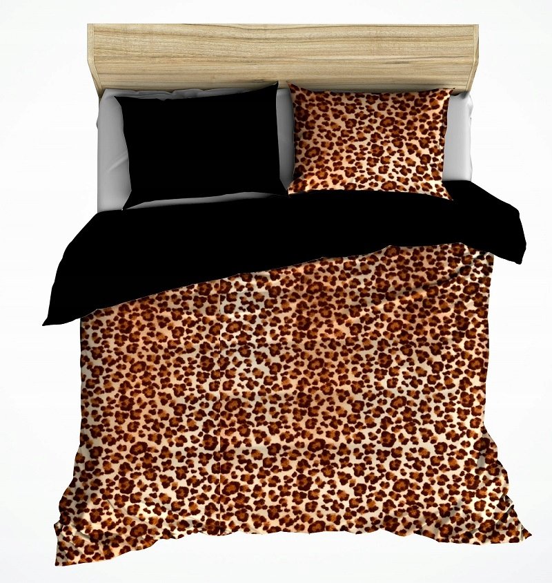 pościel z polaru 200x200 + 2 poszewki P 300-5 DUO panterka jasna / czarny