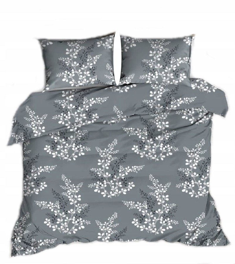 pościel bawełna lux 160x220 + 2 poszewka B 367 graficzna szara