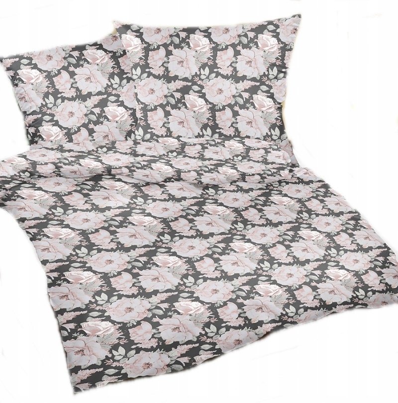 pościel kora lux 220x240 + 2 poszewki K 344 peonia w ogrodzie szara