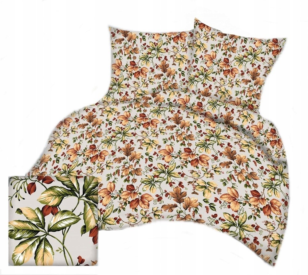 pościel bawełna lux 140x200 + 1 poszewka B 391-1 pocałunek jesieni perła