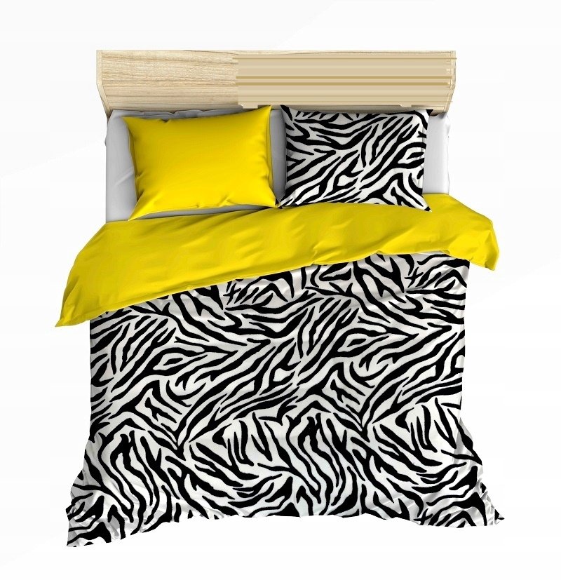 pościel z polaru 160x200 + 2 poszewki P 305-10 DUO zebra czarna / żółty