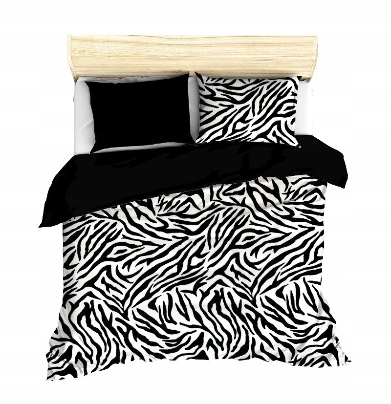 pościel z polaru 140x200 + 1 poszewka P 305-11 DUO zebra czarna / czarny