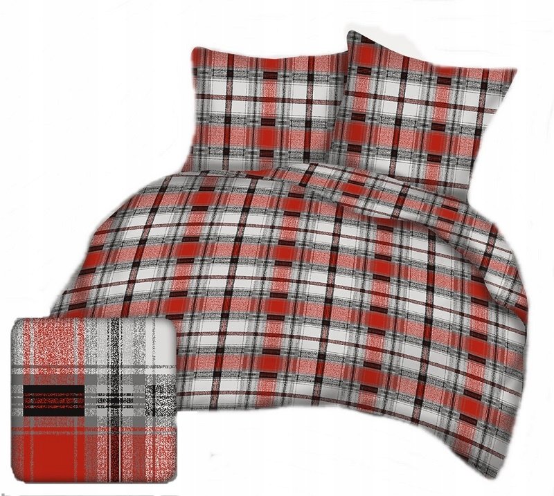 pościel kora lux 160x220 + 2 poszewki K 339 krata czerwono czarna