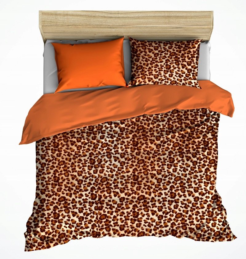 pościel z polaru 200x200 + 2 poszewki P 300-6 DUO panterka jasna / orange