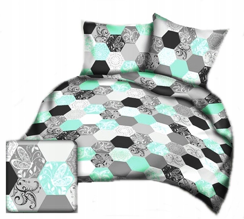 pościel kora lux 220x220 + 2 poszewki K 301 plastry miodu mięta