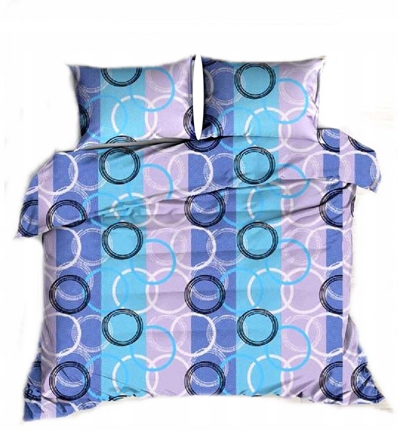 pościel bawełna lux 160x200 + 2 poszewka B 363-1 krajan niebieski