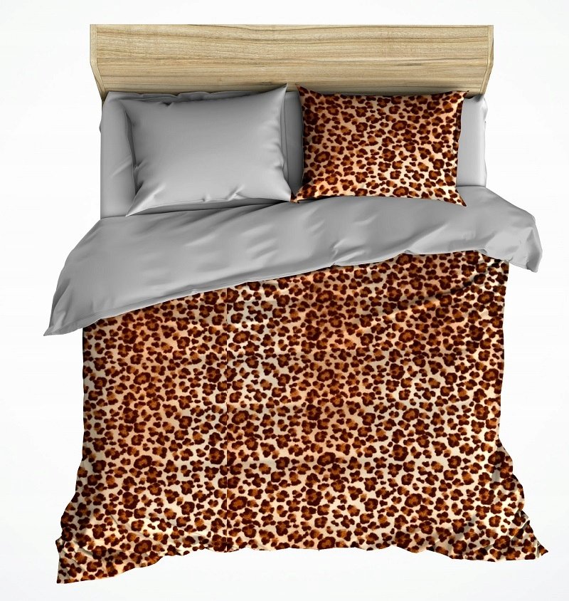 pościel z polaru 220x240 + 2 poszewki P 300-10 DUO panterka jasna / szary