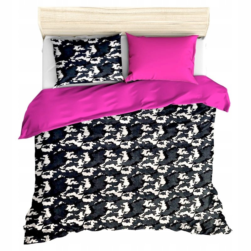 pościel z polaru 160x220 + 2 poszewki P 310-9 DUO moro granat / róż