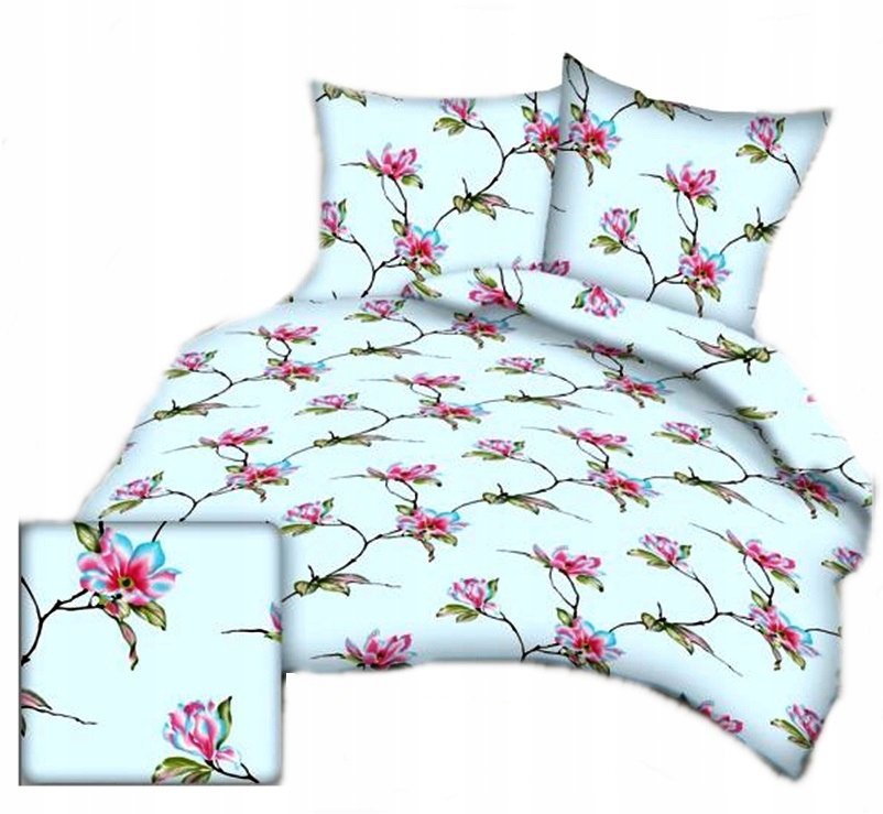 pościel kora lux 160x220 + 2 poszewki K 205-1 magnolia niebieska