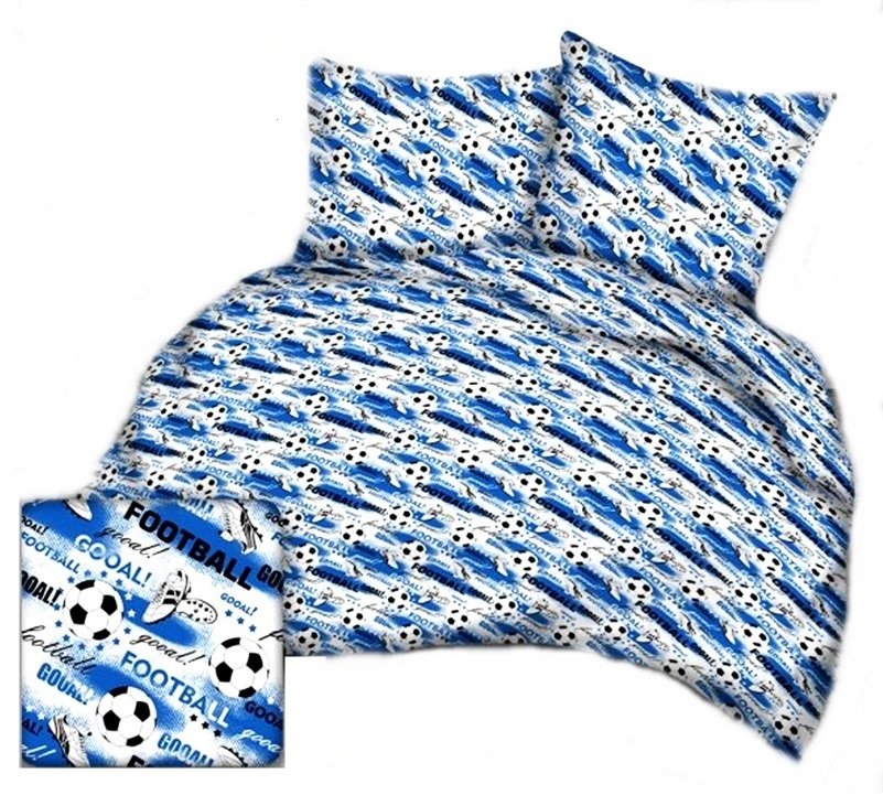 pościel bawełna lux 160x220 + 2 poszewka B 346-3 fotball niebieski