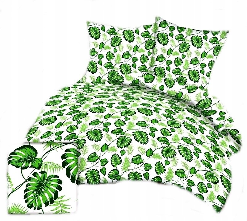 pościel kora lux 200x220 + 2 poszewki K 274-1 liście palmy zielone jasne