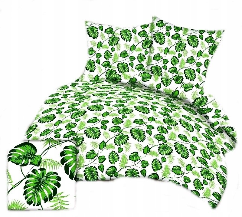 pościel z kory 220x220 + 2 poszewki K 86-1 liście palmy zielone jasne