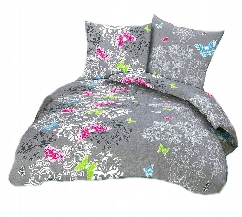 pościel z kory 180x200 + 2 poszewki K 22 motyle szare