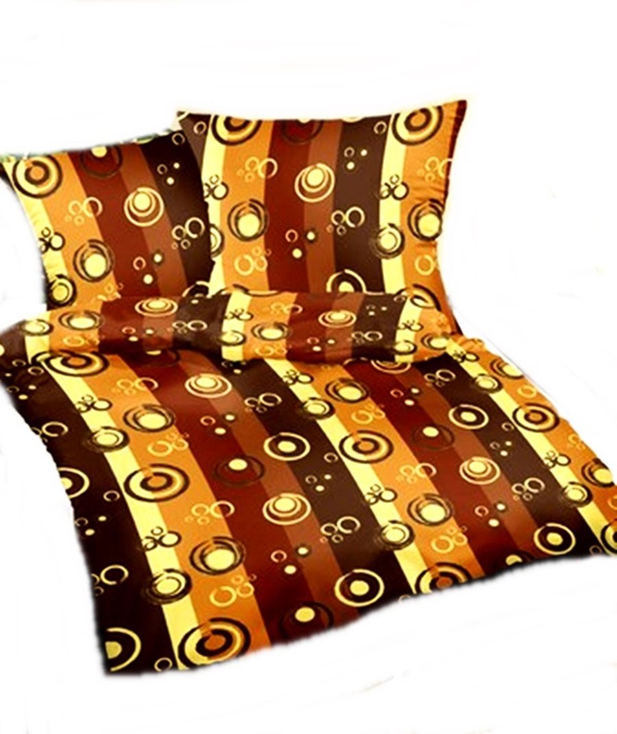 pościel kora lux 220x240 + 2 poszewki K 360 zakręcone pasy brązowe