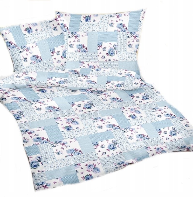 pościel kora lux 140x200 + 1 poszewka K 352 patchwork duży różowo szary
