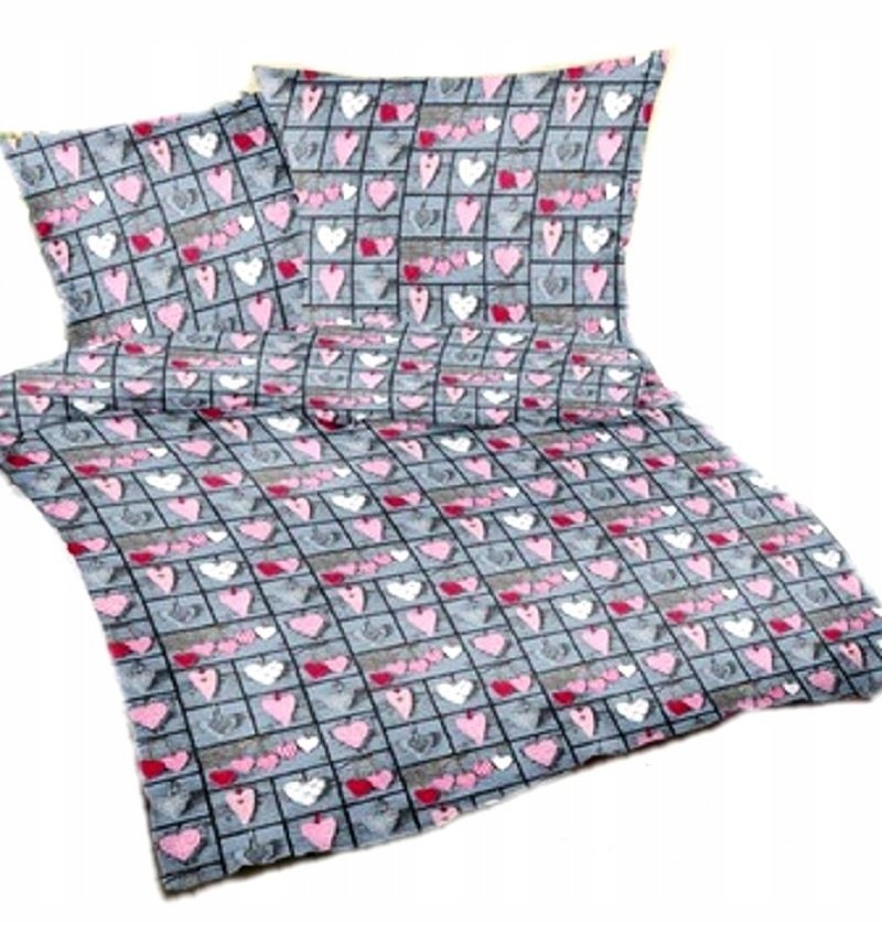 pościel bawełna lux 200x220 + 2 poszewka B 230-1 serca zawieszki czerwone