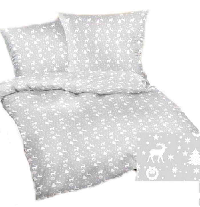 pościel kora lux 200x200 + 2 poszewki K 320 reniferki na szarym
