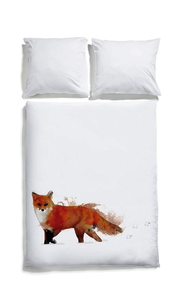 Komplet pościeli WHITE POCKET Na tropie lisa, 220x200 cm + 2 poszewki na poduszkę, 70x80 cm