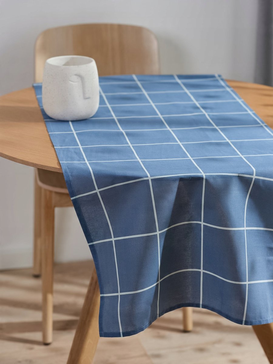 OBRUS BAWEŁNIANY bieżnik 50x150cm krata 100% baweł