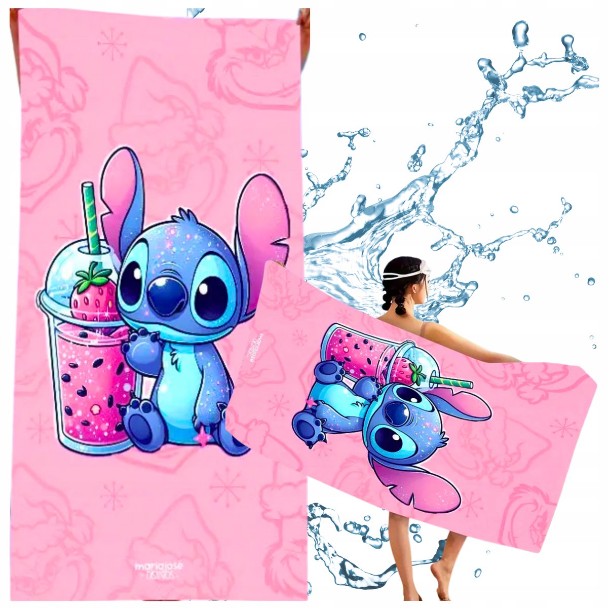 Ręcznik Plażowy Stich Lilo i Stitch Z Mikrofibry Na Plażę 3D 150x75 cm