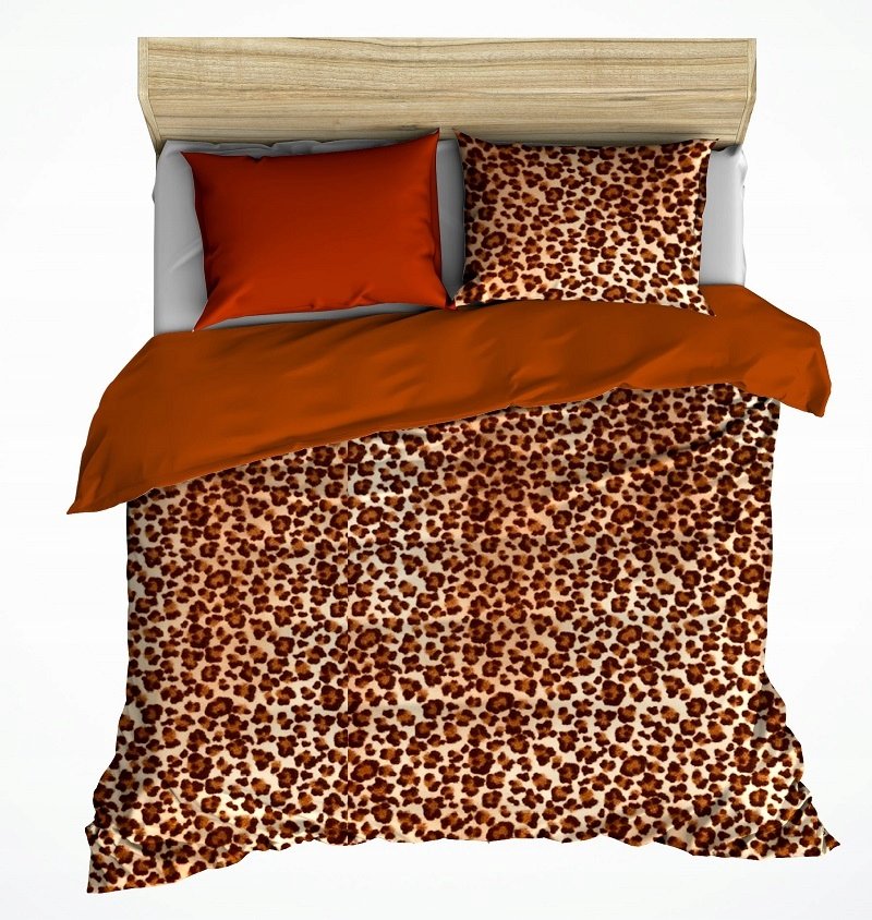 pościel z polaru 180x200 + 2 poszewki P 300-11 DUO panterka jasna / cegła