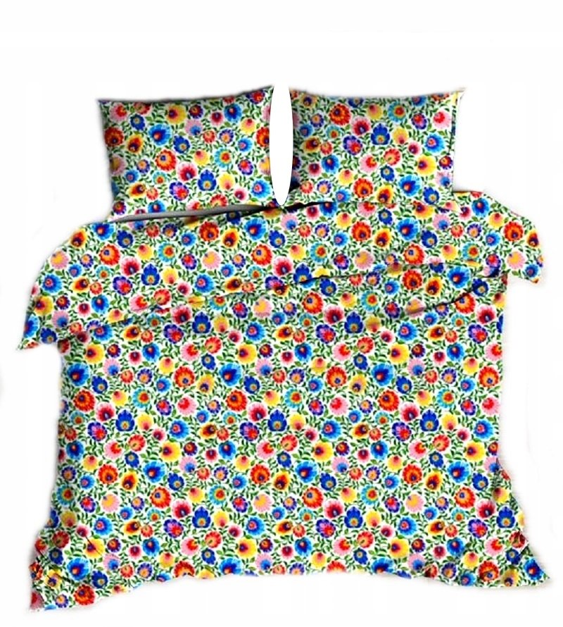 pościel z flaneli 200x220 + 2x poszewka F 101 łowicz biały