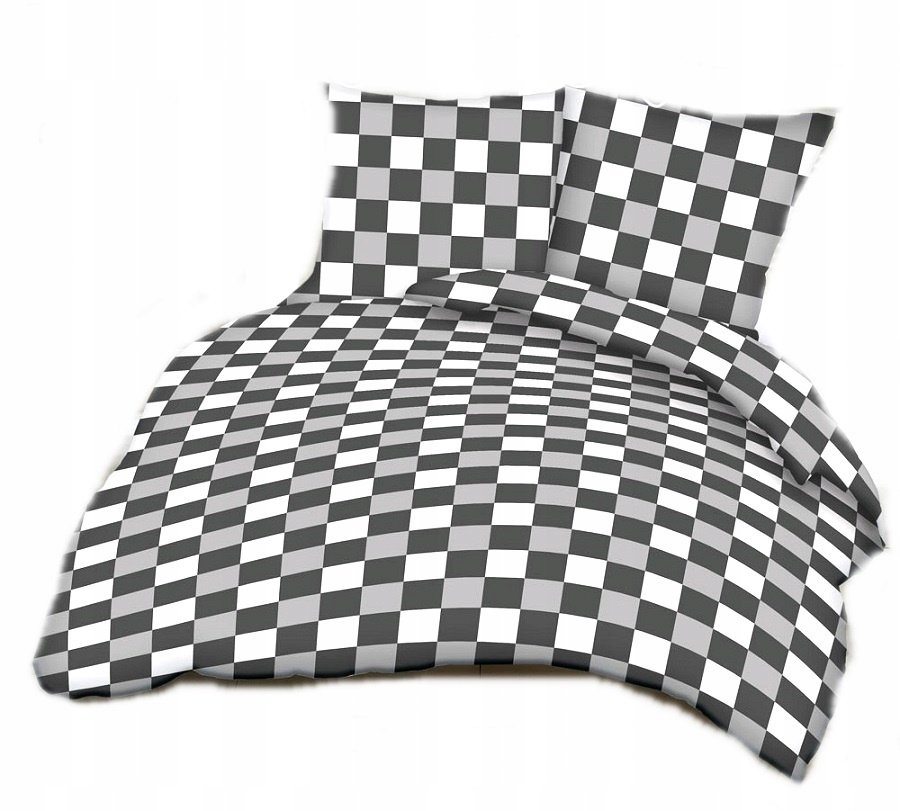 pościel bawełna lux 140x200 + 1 poszewka B 208 szachownica szara