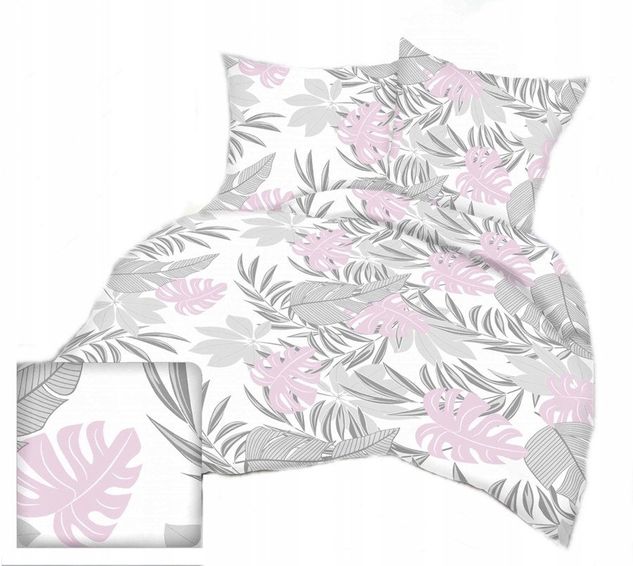 pościel bawełna lux 160x220 + 2 poszewka B 390-2 werona szara z różem