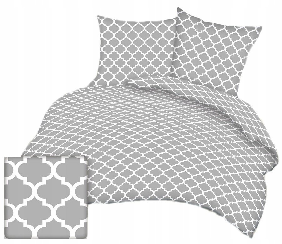 pościel bawełna lux 200x200 + 2 poszewka B 328-9 maroko biało szare solo