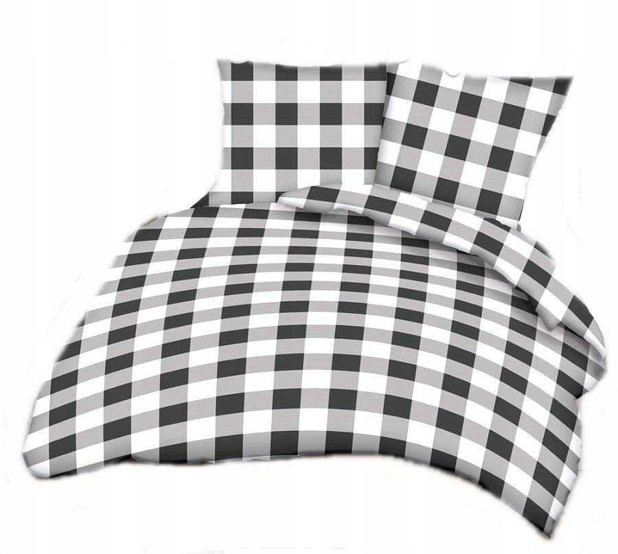 pościel z flaneli 200x220 + 2x poszewka F 146 krata szara
