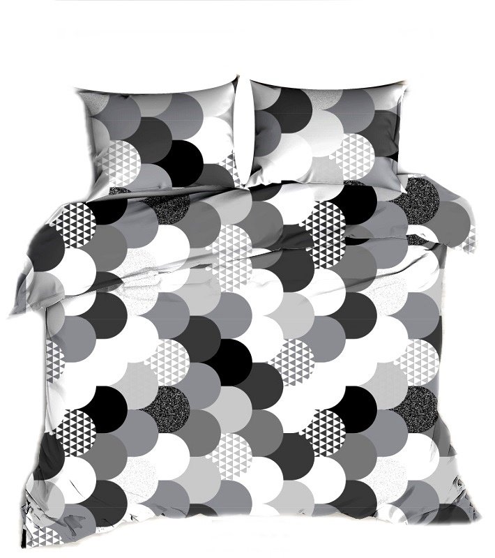 pościel z bawełny płaskiej 160x220 + 2 poszewki B 80 szare balony