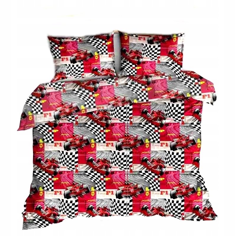 pościel kora lux 160x200 + 2 poszewki K 211 Formuła 1 czerwona