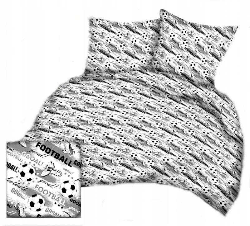 pościel bawełna lux 180x200 + 2 poszewka B 346 fotball szary
