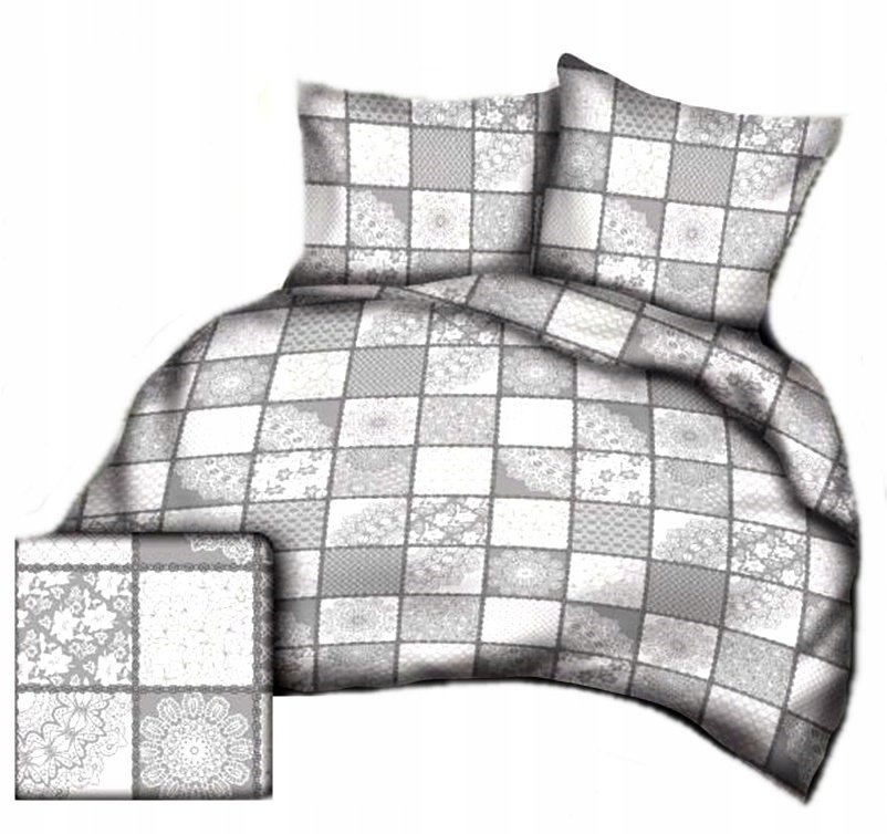 pościel kora lux 200x200 + 2 poszewki K 288 koronka szara